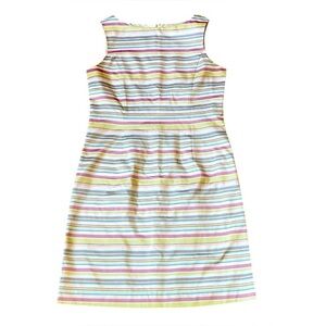 Talbots Kids Silk Sleeveless Sheath Dress Girls 16 Striped Multicolor Lined